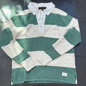 rag & bone Green and cream Striped rugby Shirt